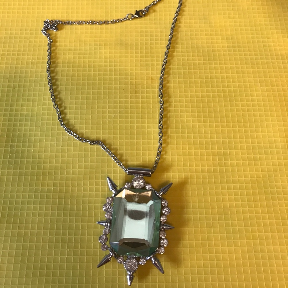 Blue stone rhinestone necklace